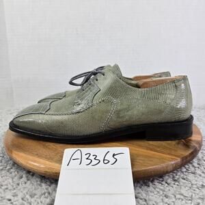 David Eden Green Alligator Lizard Exotic Square Toe Oxford Dress Shoe Mens 9